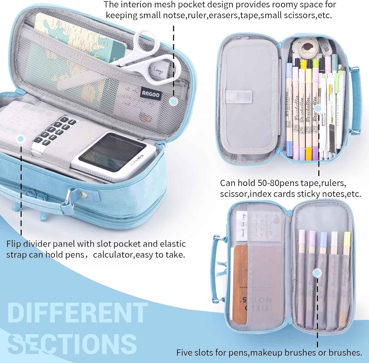 Large capacity pencil case Pencil Pouch Double Zipper Storage Bag