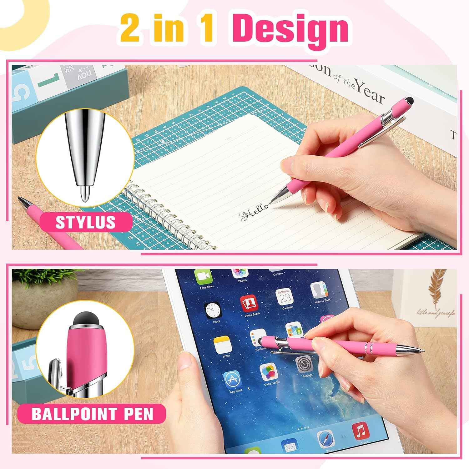 38Pcs Rubberized Ballpoint Pen with Stylus Tip for Touch Screen Devices