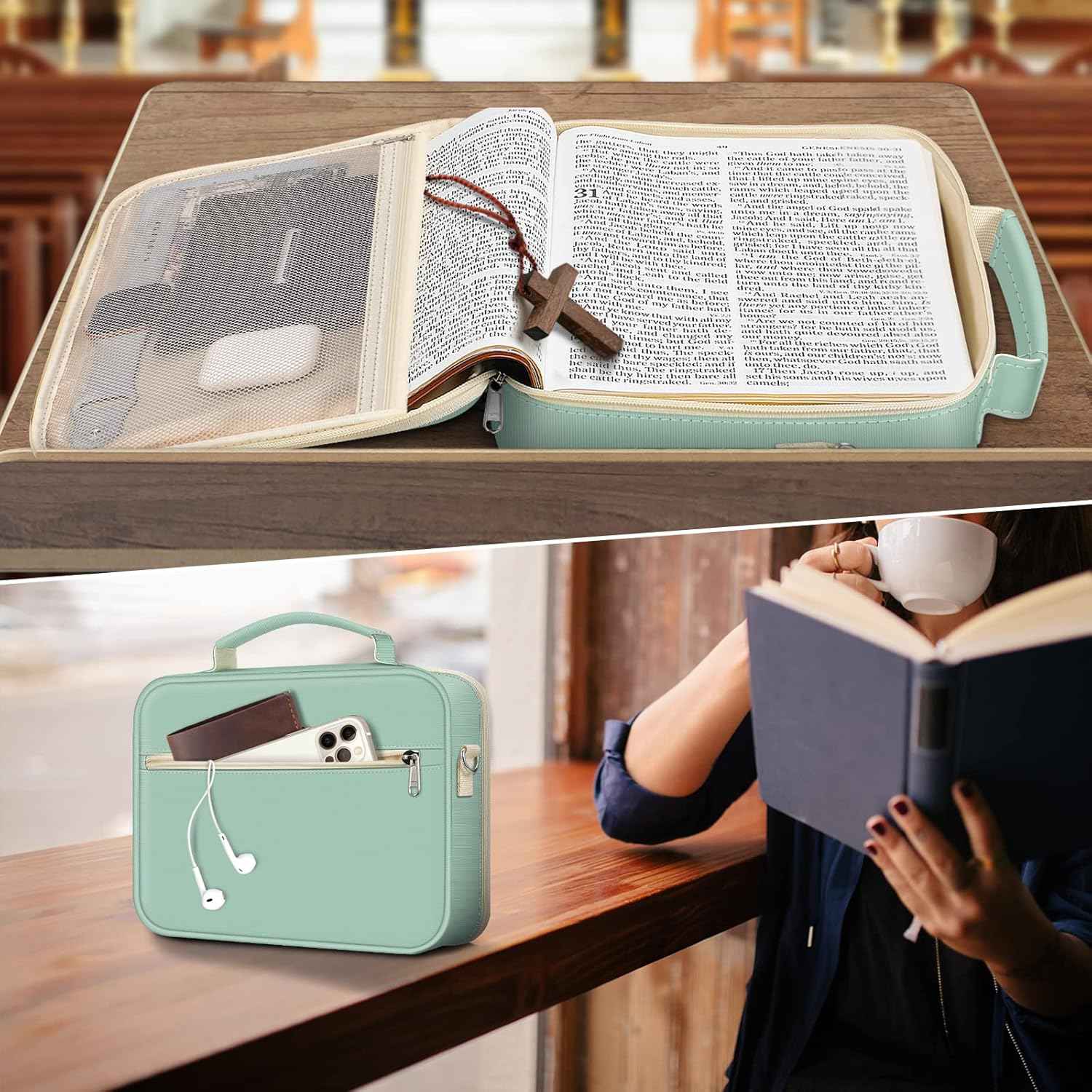 Large Carring Bible Cover Case with Shoulder Strap