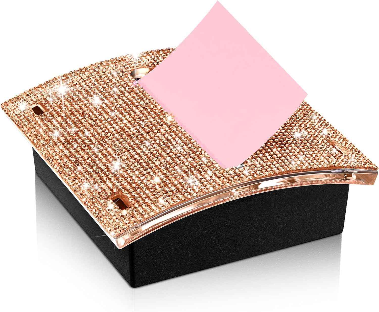 Rhinestone Self Stick Notepad Holders 4x4 Inches Memo Note Dispenser Rose Gold
