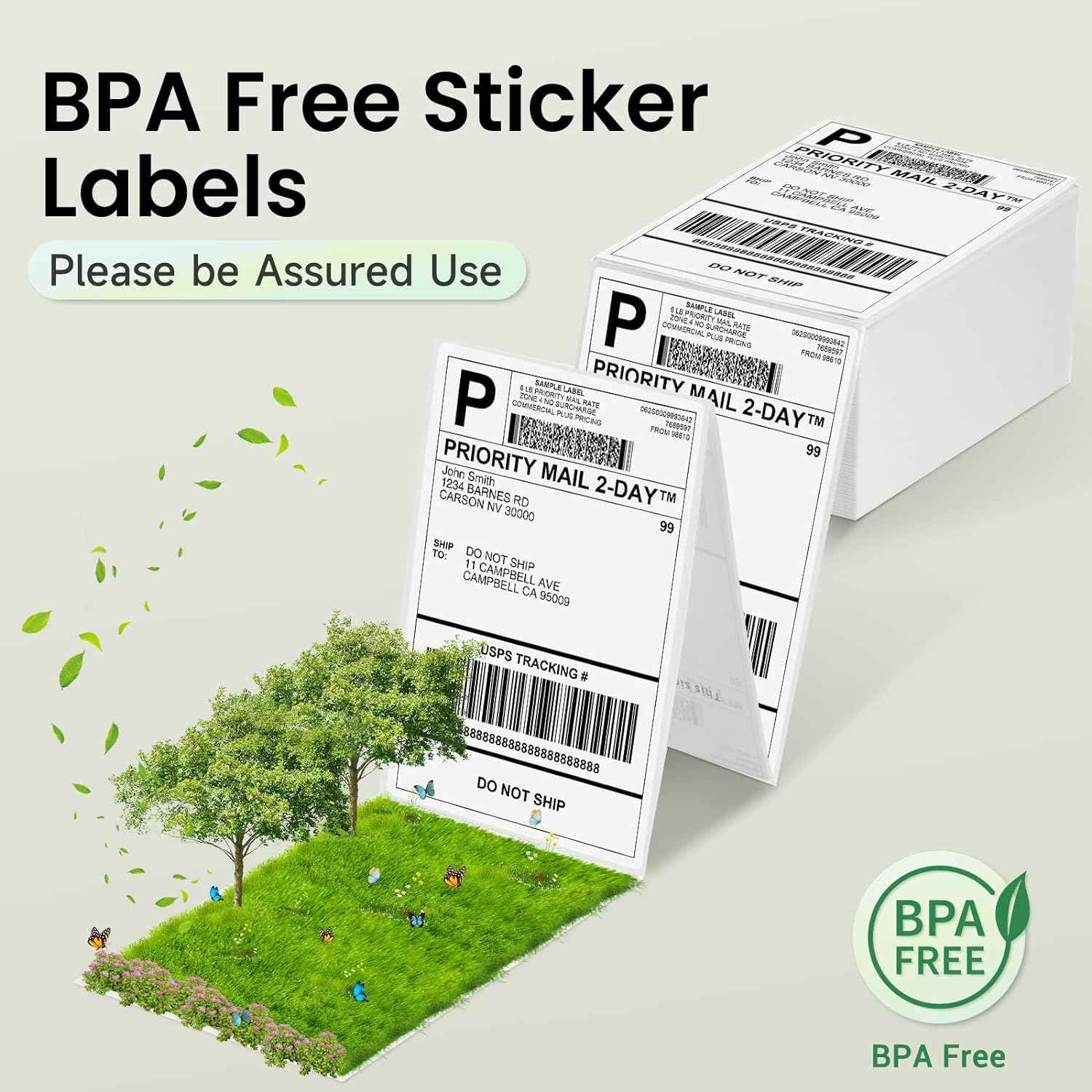 Phomemo 4x6 Inch Thermal Direct Shipping Label,Fan-Fold 500 Labels