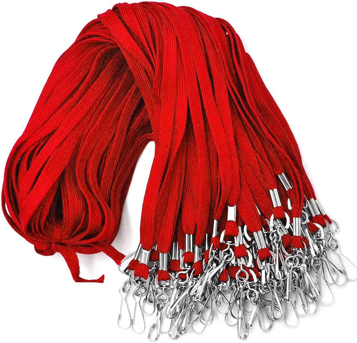 100Pcs Nylon Bulk Lanyard for Id Badges Red