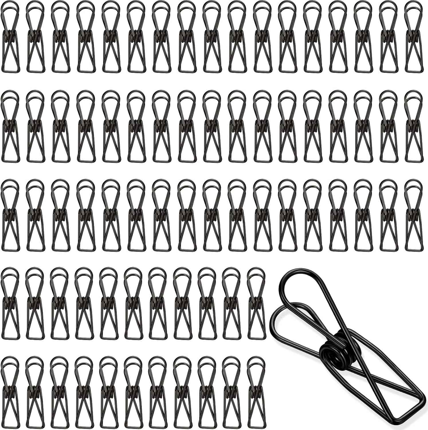100Pcs Paper Clips Metal Wire Hollow Out Clips Black