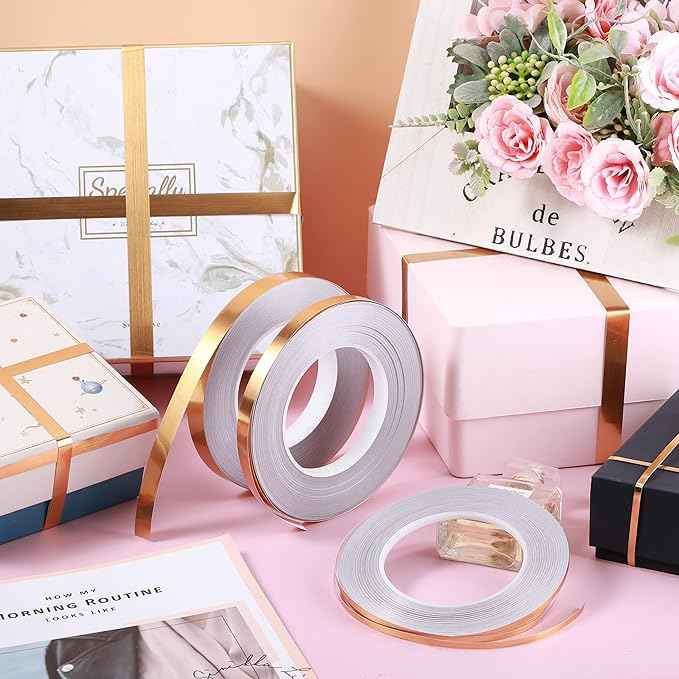 3 Rolls Self Adhesive Metalized Polyester Film Tape Gold