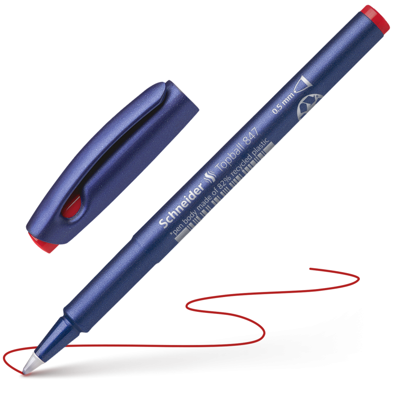 Schneider Topball 847 Rollerball Pen - Black/Blue/Red Ink (Pack of 3)