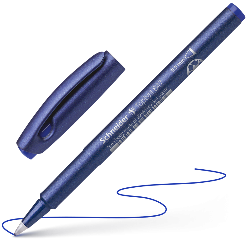Schneider Topball 847 Rollerball Pen - Black/Blue/Red Ink (Pack of 3)