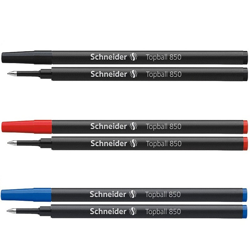 Schneider Topball 850 Rollerball Refills,0.5mm,10 Pack Black