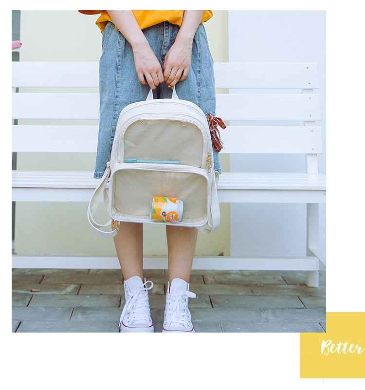 Double Window Candy PU Leather Backpack Ita Bag