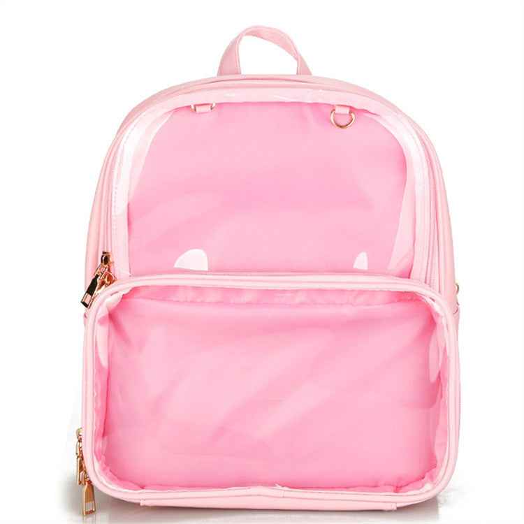 Double Window Candy PU Leather Backpack Ita Bag
