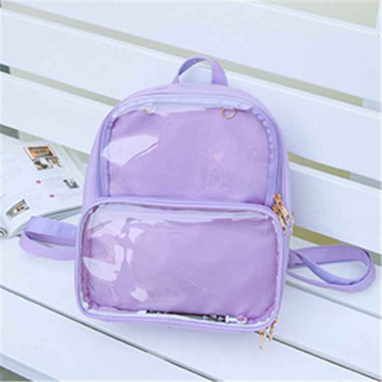 Double Window Candy PU Leather Backpack Ita Bag Purple