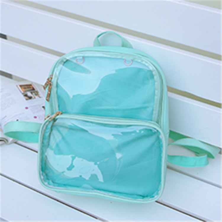 Double Window Candy PU Leather Backpack Ita Bag Green