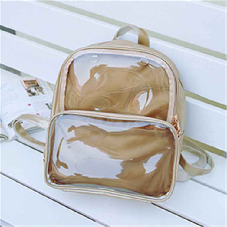 Double Window Candy PU Leather Backpack Ita Bag Gold