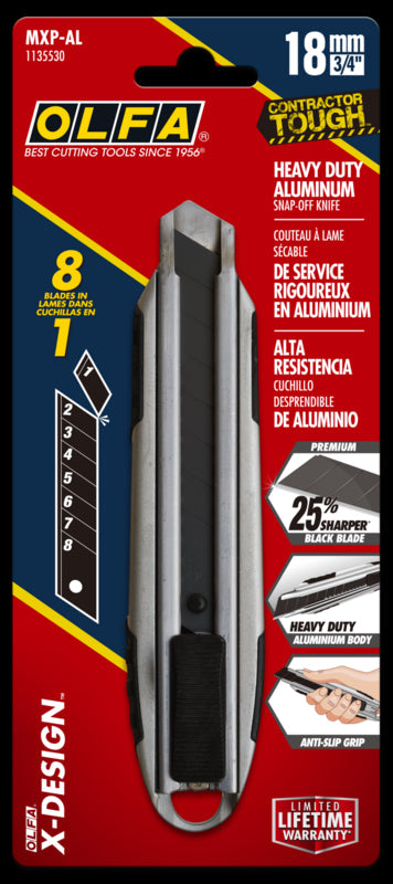 OLFA 18mm MXP-AL Die-Cast Aluminum Handle Auto-Lock Knife
