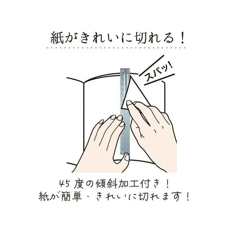 Kutsuwa Hasarula Aluminum Ruler - 15cm with Paper Clip and Cut