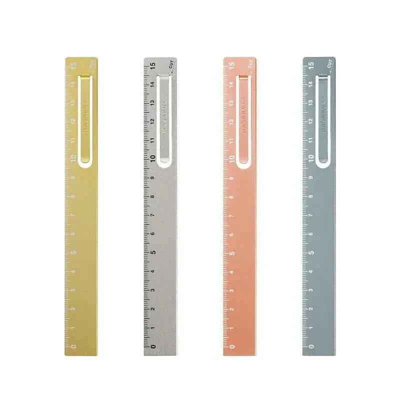 Kutsuwa Hasarula Aluminum Ruler - 15cm with Paper Clip and Cut