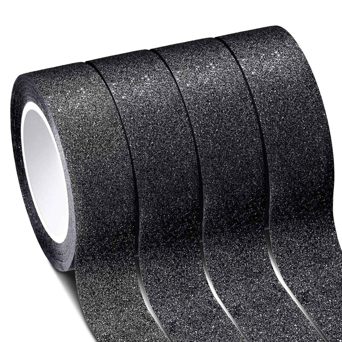 4 Rolls 0.6Inch x 11 Yards Glitter Washi Tape Crafting Masking Tape Black