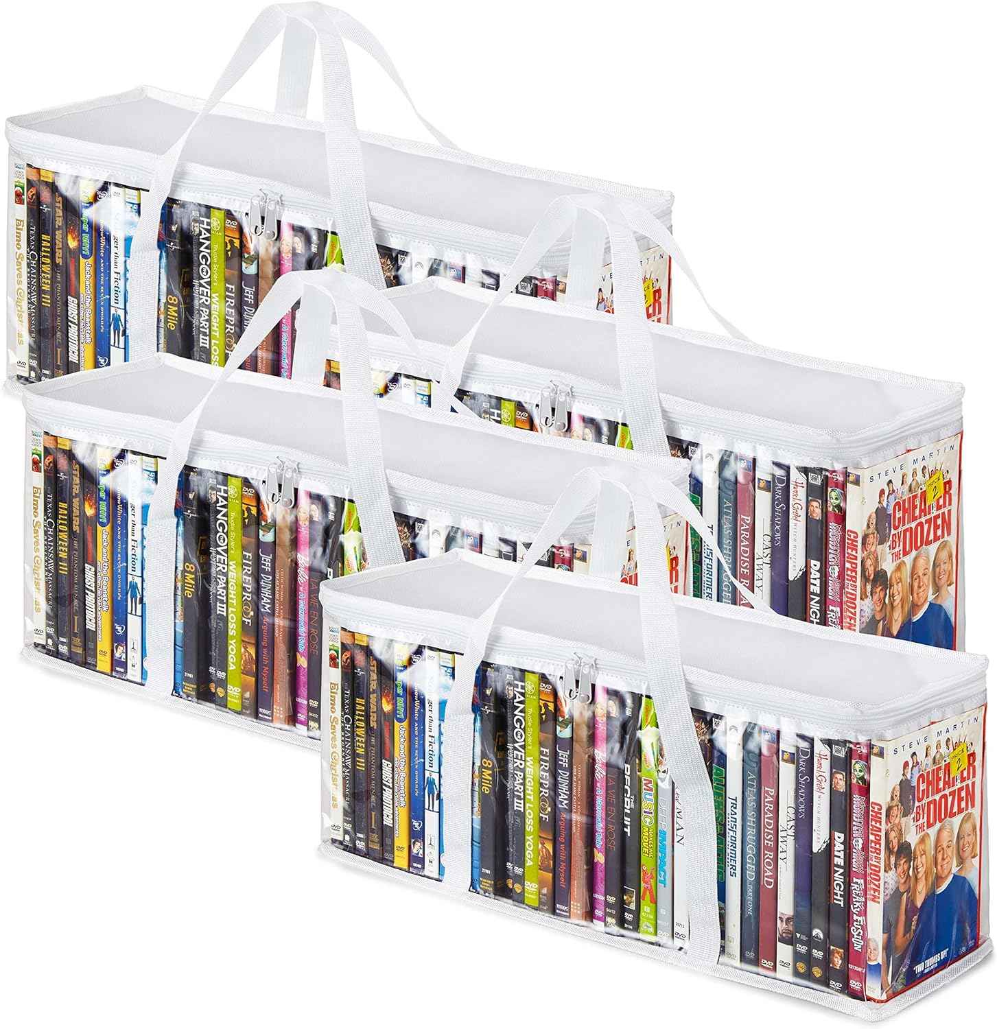 DVD Storage Bags Plastic Media Organizer Holders 4 Pack White