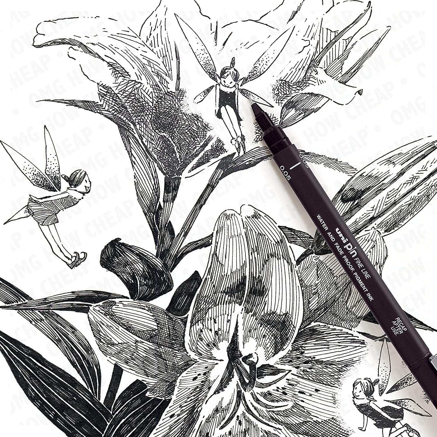 Uni Pin Fineliner Drawing Pen - 15 Grades - Black Ink