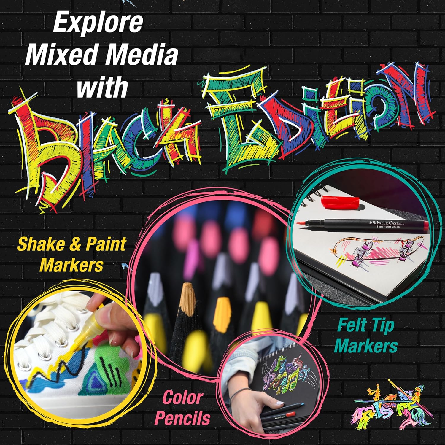Faber-Castell Shake & Paint Acrylic Paint Markers 4 Color Neon