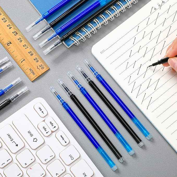 24 Pieces Erasable Gel Ink Pen Refills Point 0.5 mm (Black,Blue)
