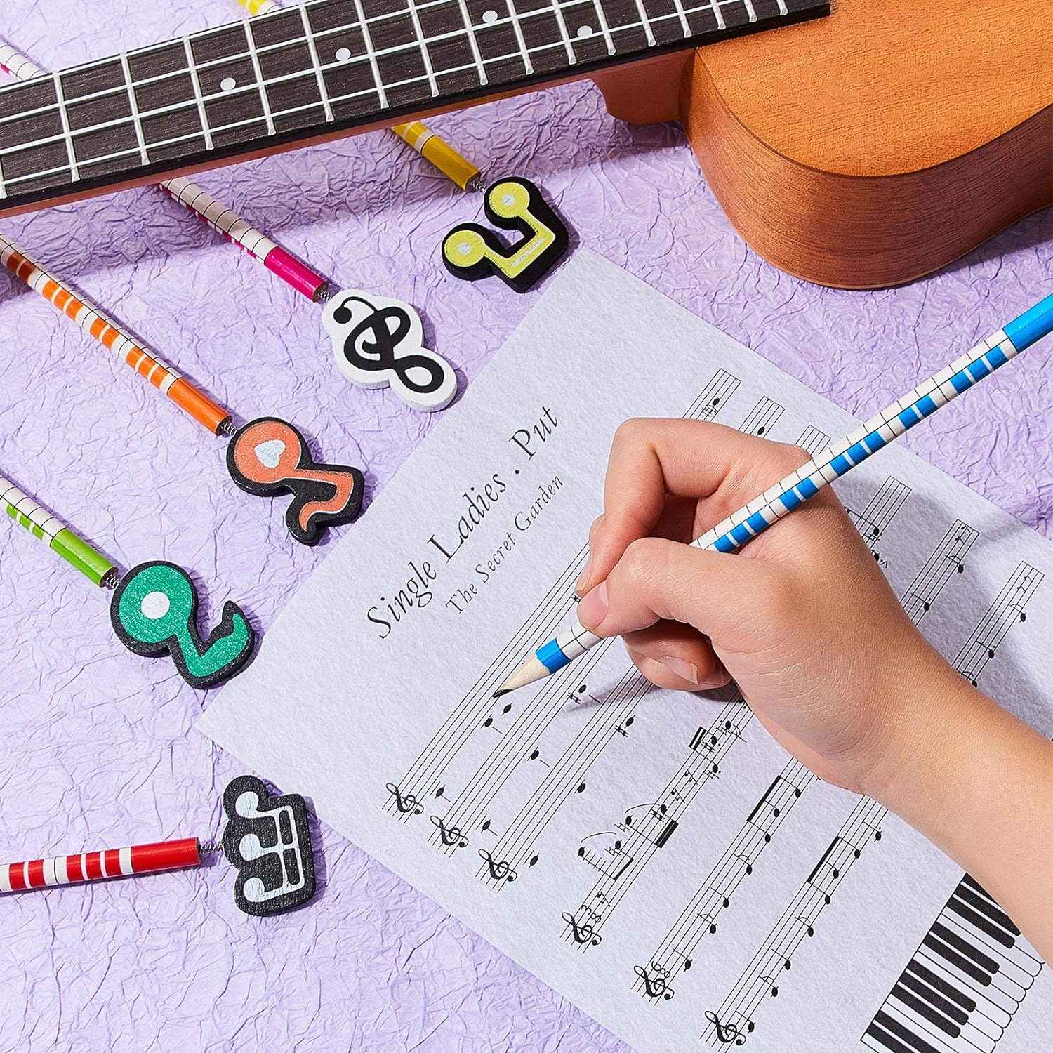 12 Pieces Music Notes Pencils Kids Wooden Pencils
