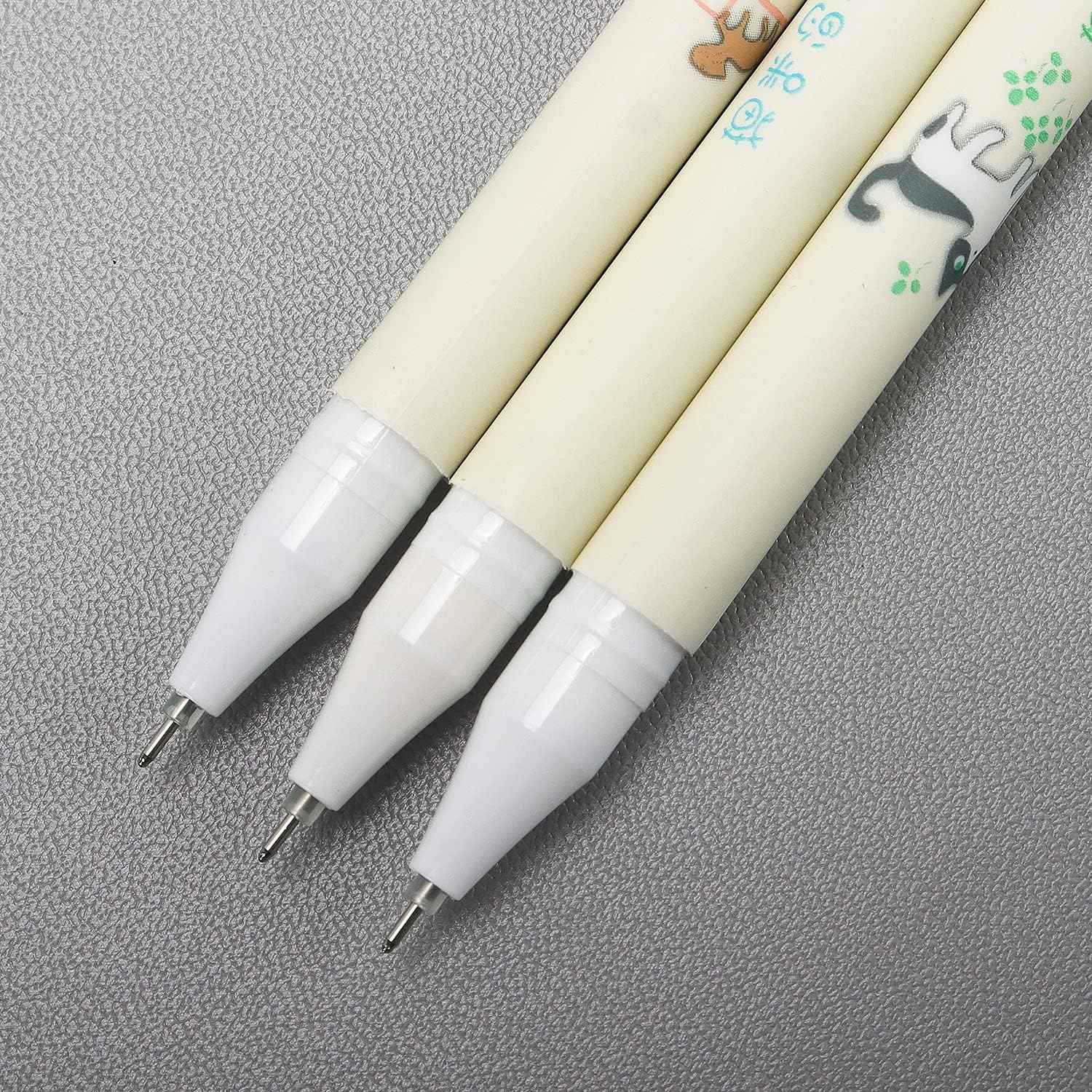 3 Pack Colorful Cute Cats Gel Pens 0.38mm Black Ink