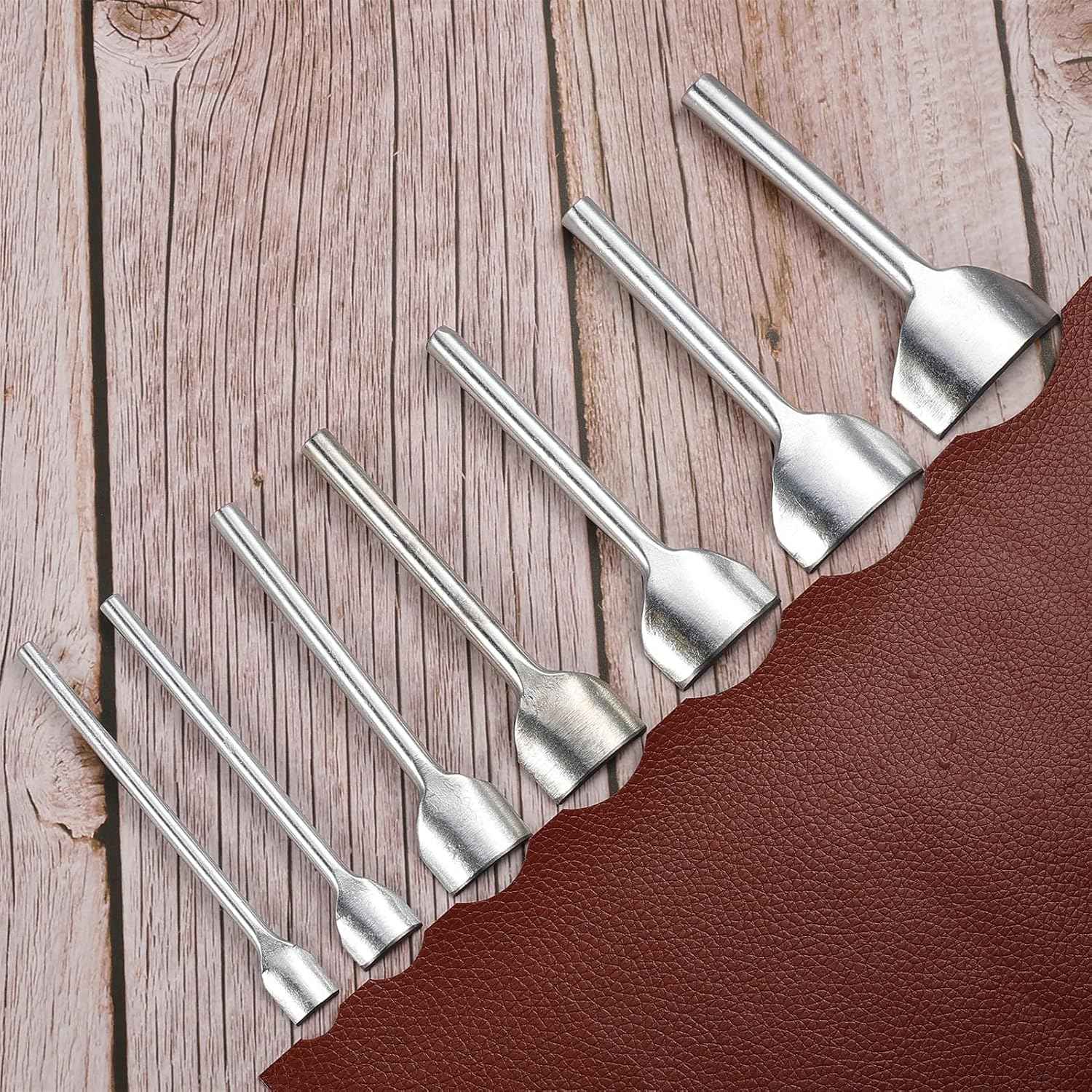 7pc 1/4 round leather edge cutter punch set with curved cutting heads