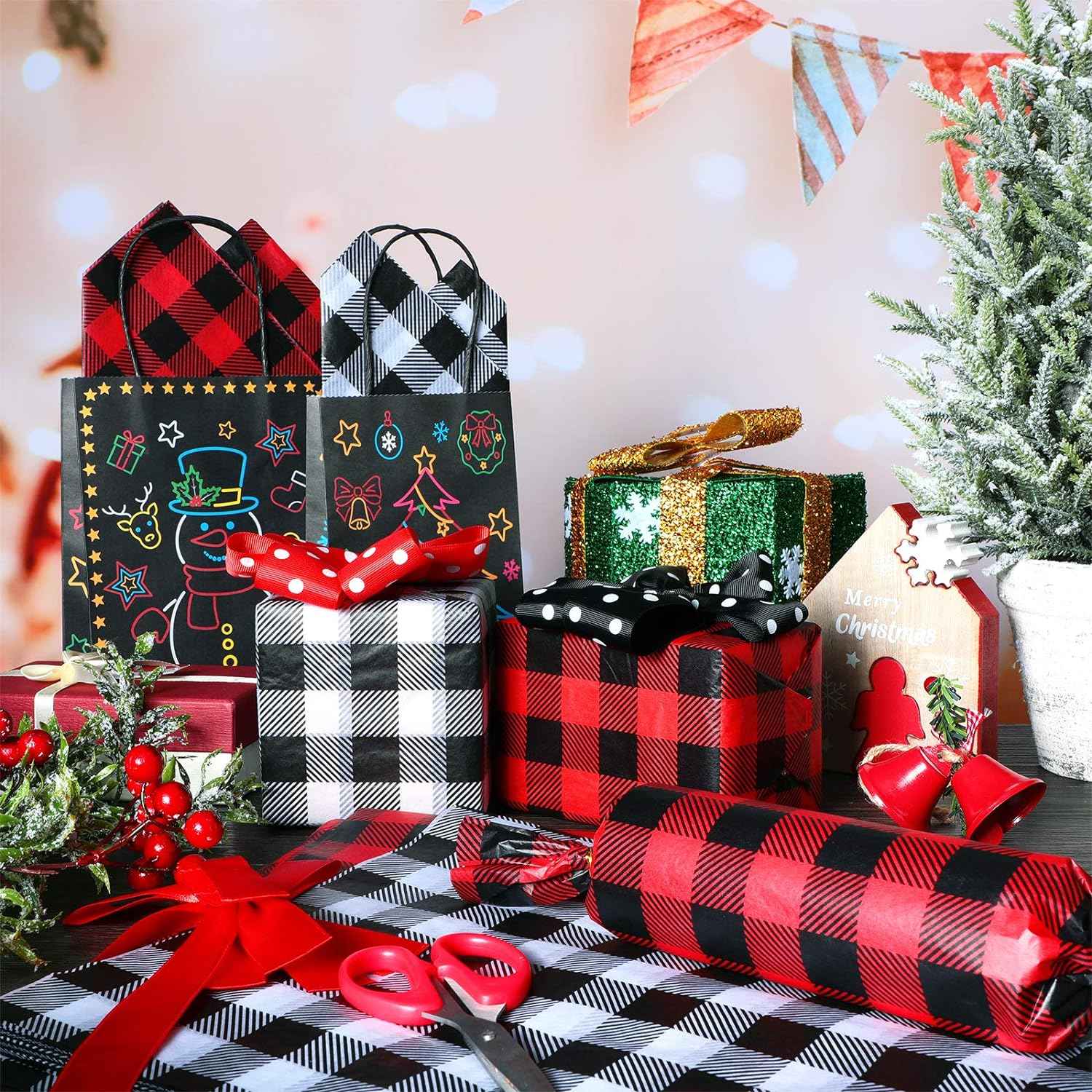 100Pcs Christmas Tissue Paper DIY Wrapping Paper Red Black