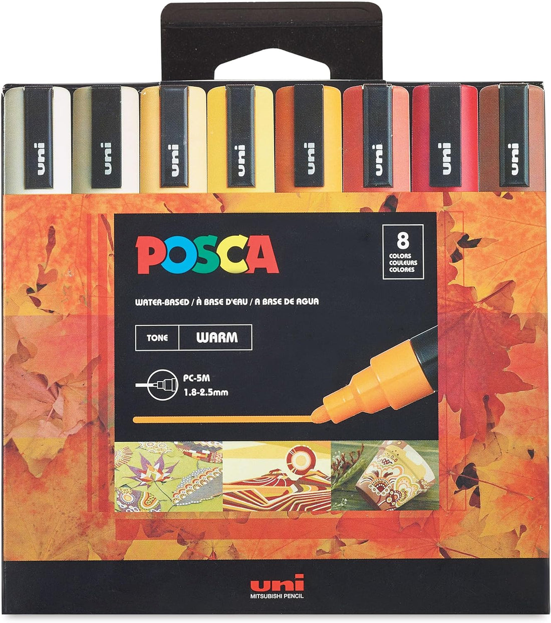 Uni Posca Paint Marker PC-5M - Medium Point - 8 Color Warm Tone