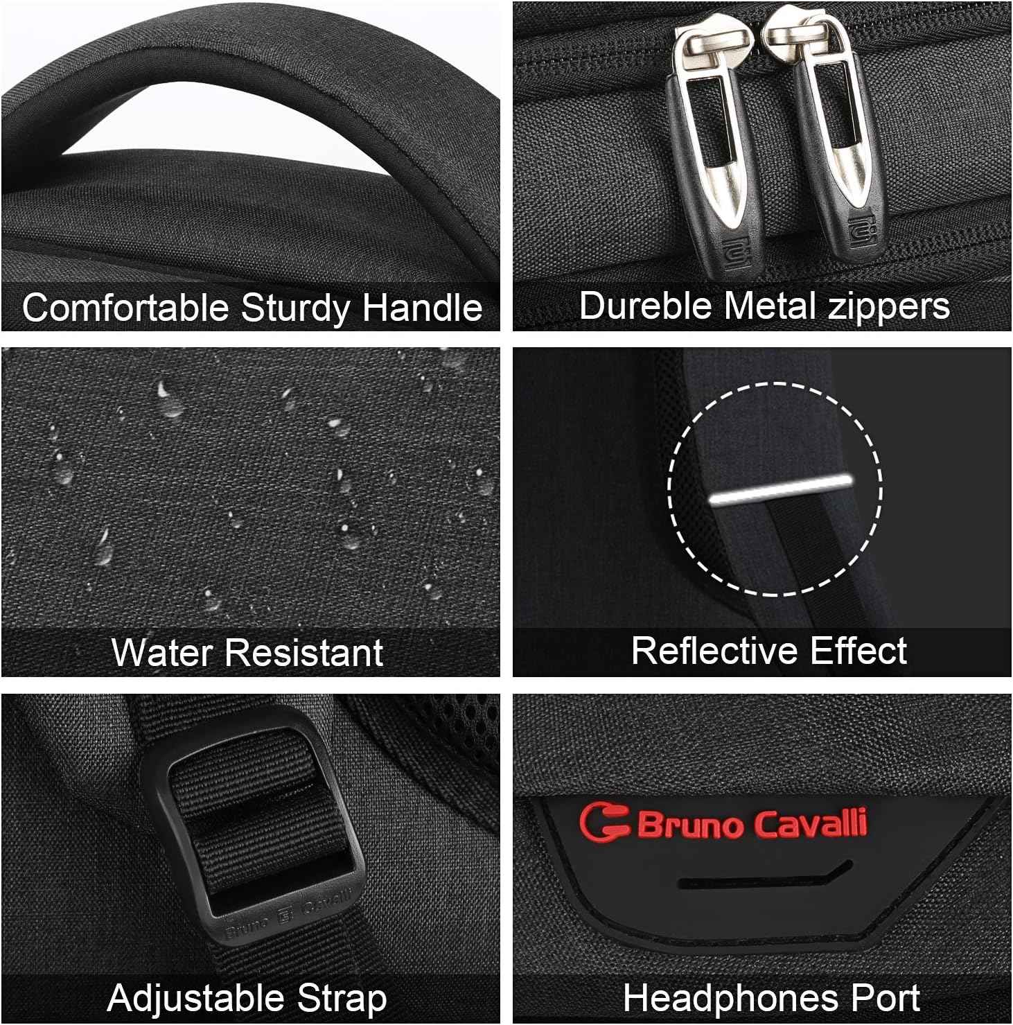Bruno Cavalli Laptop Backpack with USB Charging Port Fit 15.6 inch Notebook