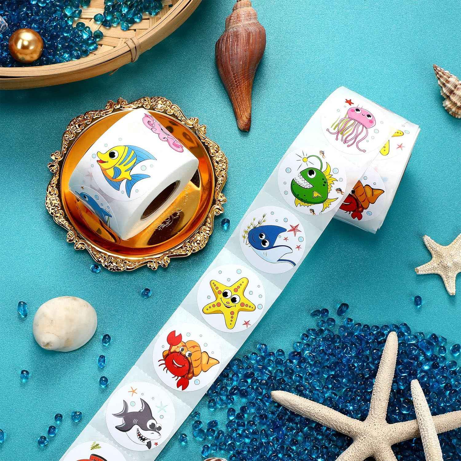 1000Pcs Round Sea Ocean Animal Stickers,1.5 Inch