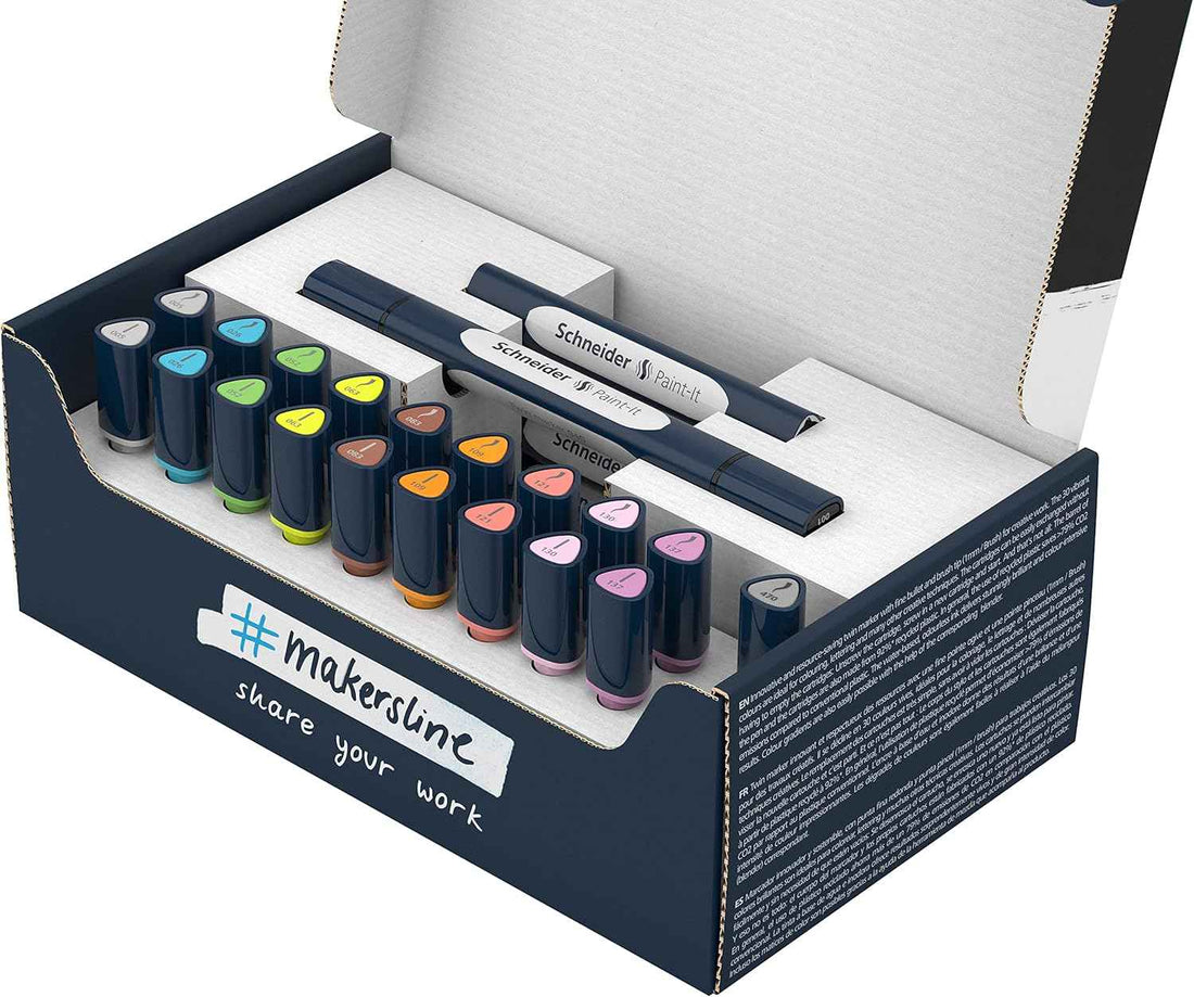 Schneider Twin Marker Paint-It 040 Brush & Round Tip 10 Colors (27 Pieces)