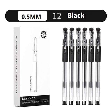 Comix A1 Gel Pens Black Red Ink,Fine Point (0.5mm),12 Count 12pcs Black