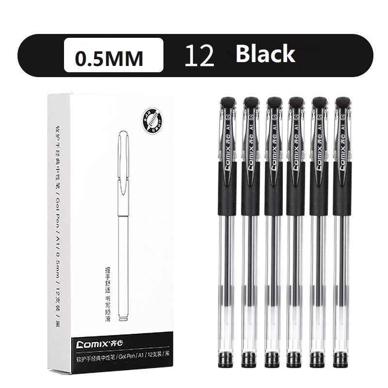 Comix A1 Gel Pens Black Red Ink,Fine Point (0.5mm),12 Count 12pcs Black