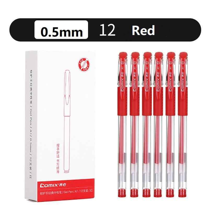 Comix A1 Gel Pens Black Red Ink,Fine Point (0.5mm),12 Count 12pcs Red