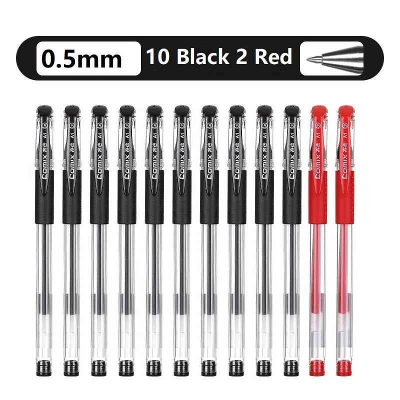 Comix A1 Gel Pens Black Red Ink,Fine Point (0.5mm),12 Count 10 Balck + 2 Red