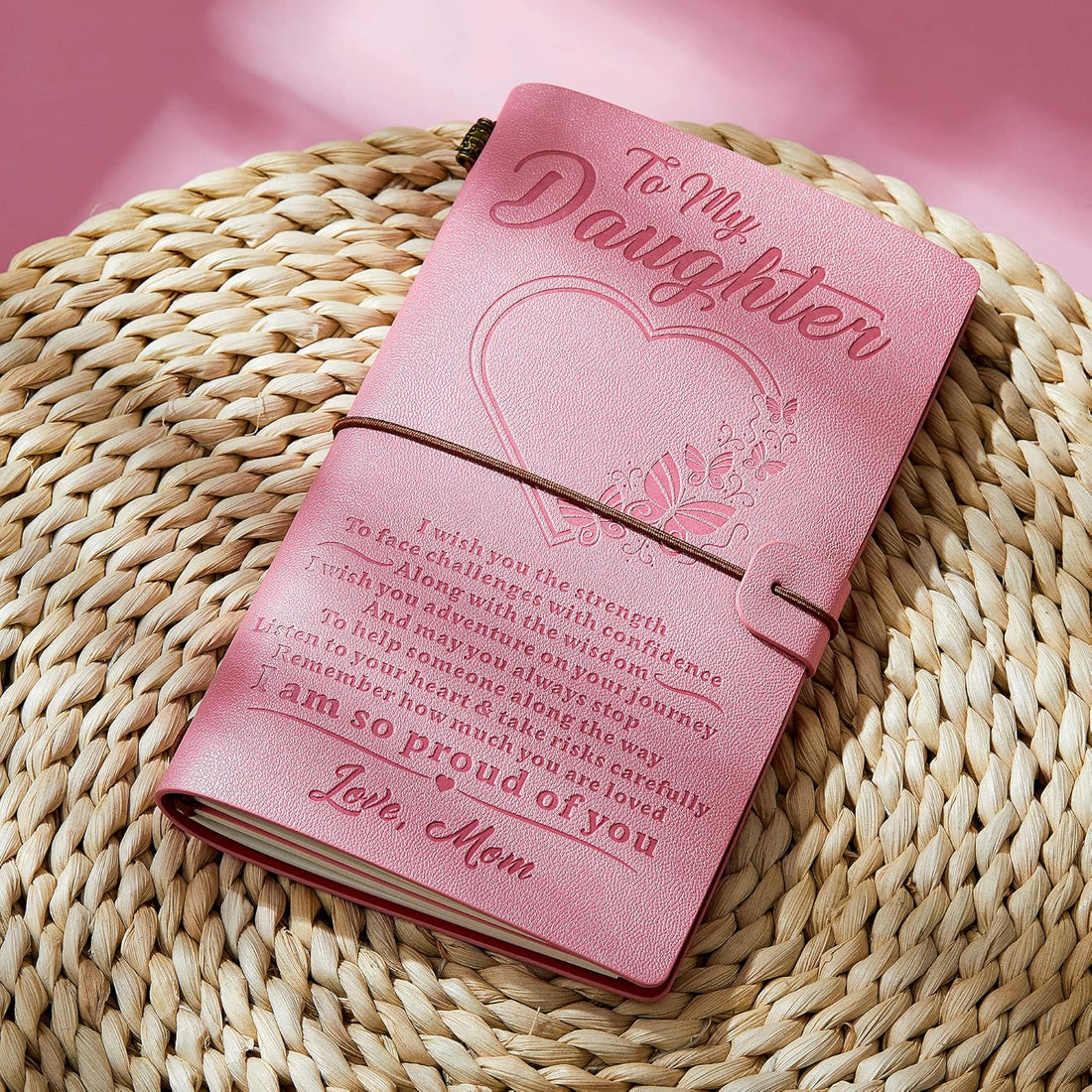 To My Daughter’s Gift - Pink Leather Journal from Mom