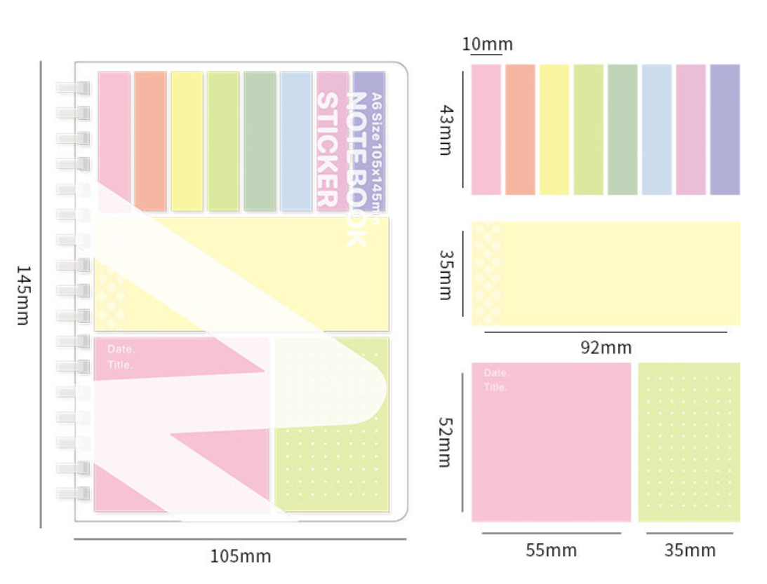 A6 Size Notebook with Sticker Notes 105x145mm