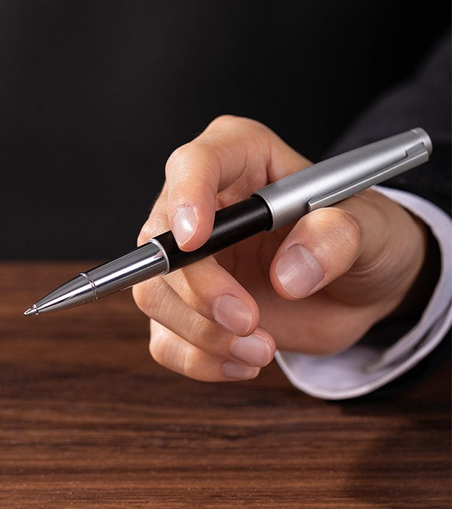 DELI A6Pro Oak Wood Grain Pull-Cap Ballpoint Pen – 0.5/0.7/1.0mm