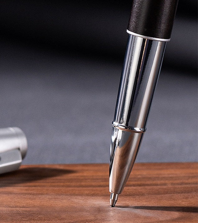 DELI A6Pro Oak Wood Grain Pull-Cap Ballpoint Pen – 0.5/0.7/1.0mm