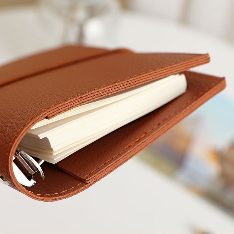 5 Ring Binder Cover A7 MINI Leather Notebooks 8 Color Pack