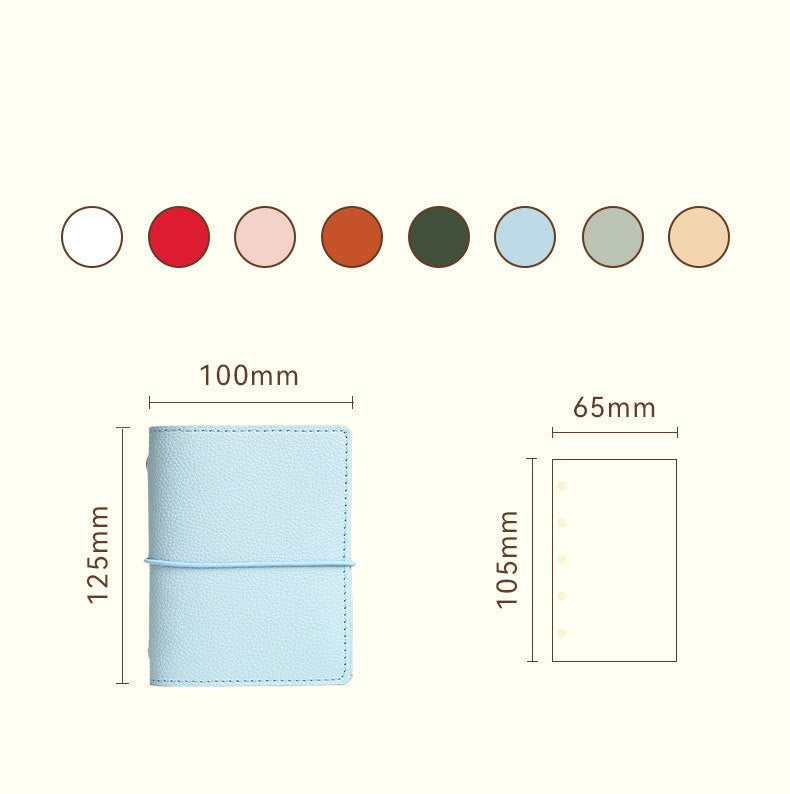 5 Ring Binder Cover A7 MINI Leather Notebooks 8 Color Pack