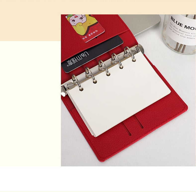 5 Ring Binder Cover A7 MINI Leather Notebooks 8 Color Pack