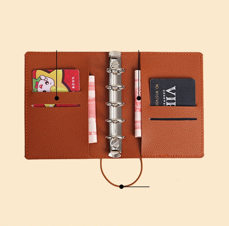 5 Ring Binder Cover A7 MINI Leather Notebooks 8 Color Pack