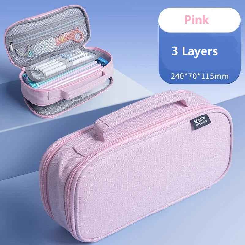 M&G Large Capacity Pencil Pouch Case Stationery Pens Bag Pink