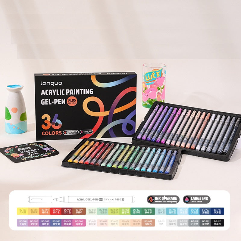Languo Acrylic Gel Pens 1.0mm 36/54/72/90 Color Set for Art Journaling 36 Colors