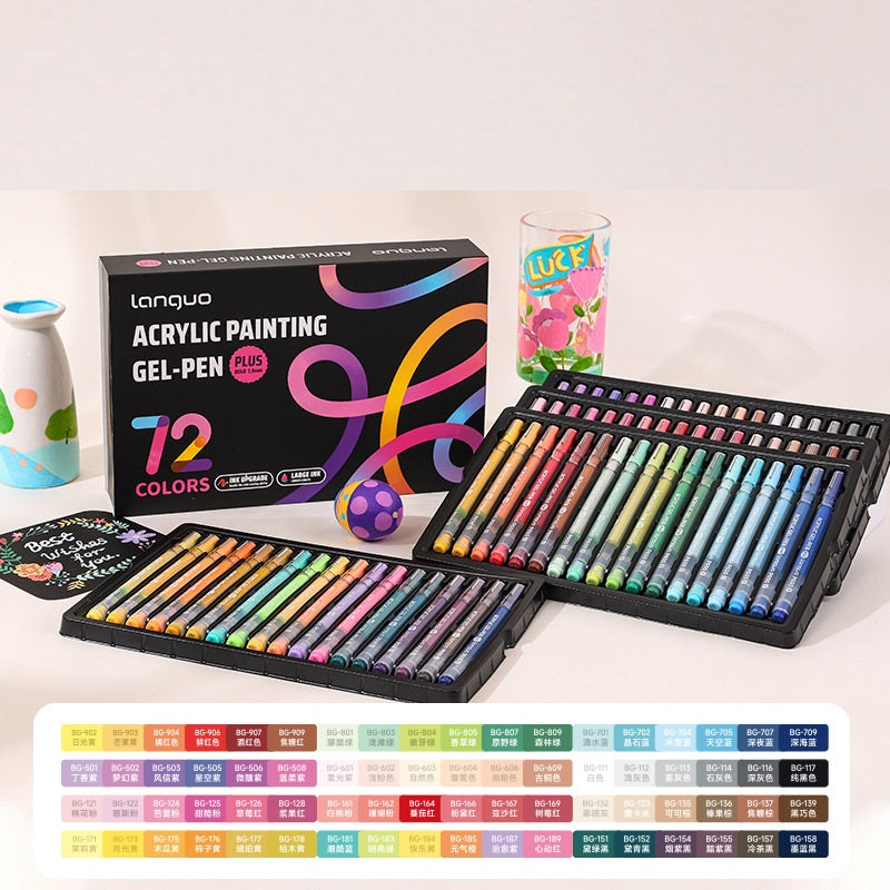 Languo Acrylic Gel Pens 1.0mm 36/54/72/90 Color Set for Art Journaling 72 Colors