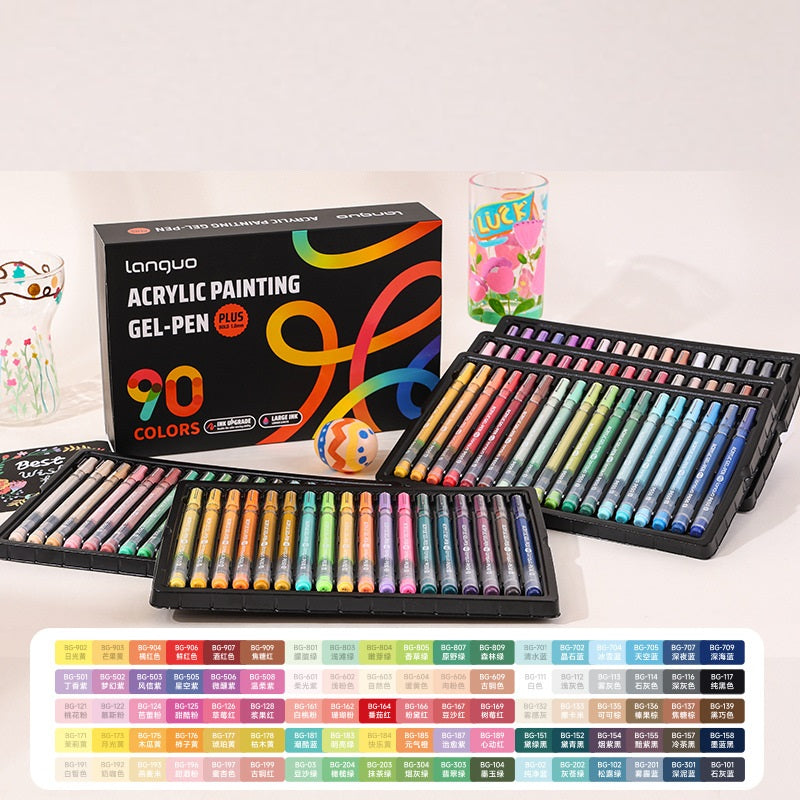 Languo Acrylic Gel Pens 1.0mm 36/54/72/90 Color Set for Art Journaling 90 Colors