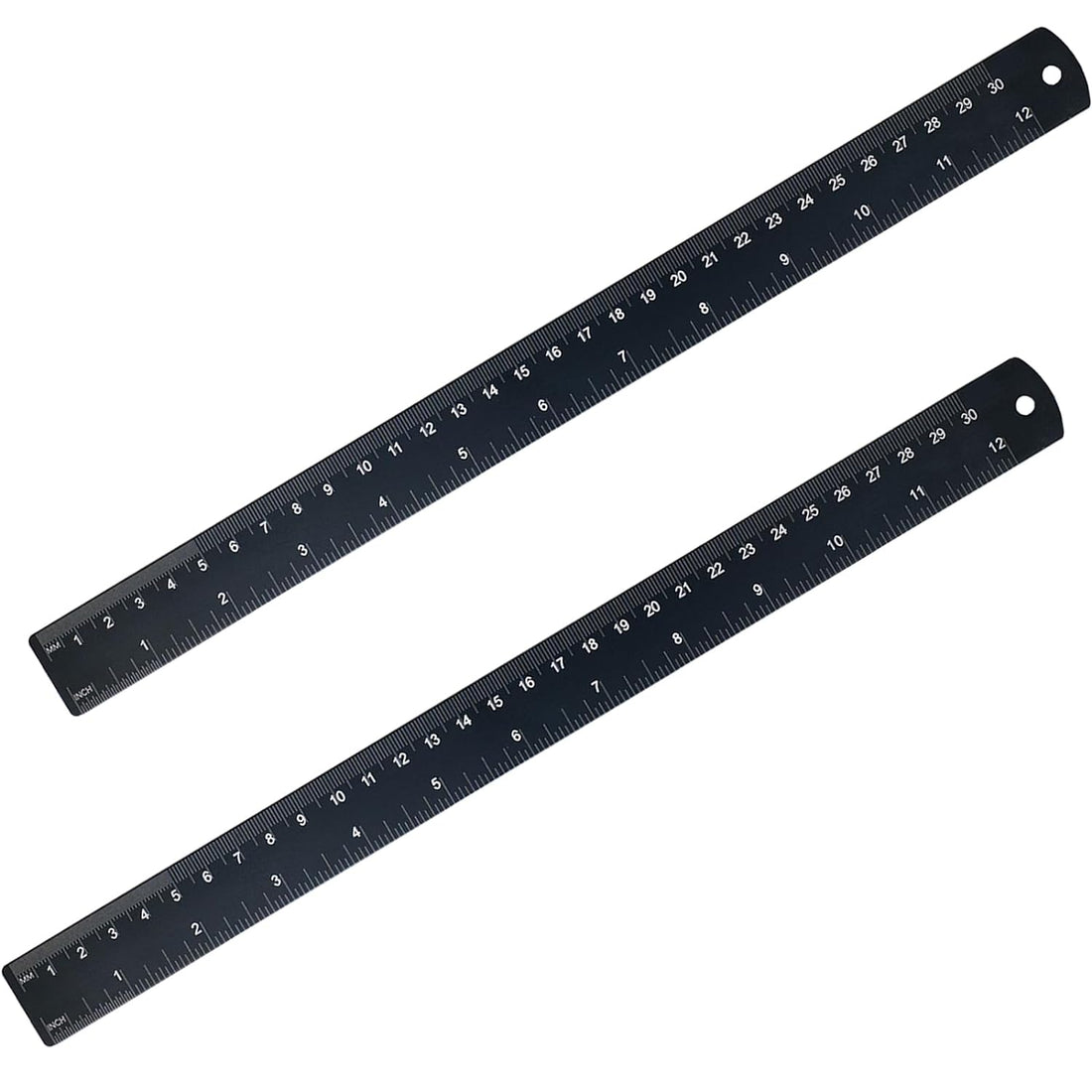 Aluminum Metal Ruler 12 inch with Metric and Imperial Measurement 2 Pack