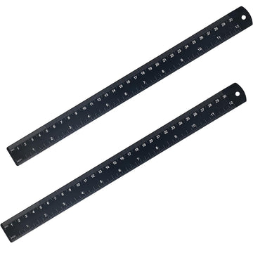 Aluminum Metal Ruler 12 inch with Metric and Imperial Measurement 2 Pack